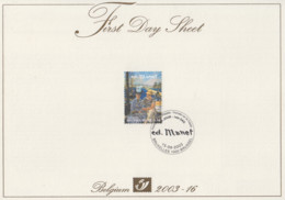 Feuillet   FDC   1er  Jour   BELGIQUE   Oeuvre  De   Edouard   MANET    2003 - Impresionismo