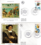 " EUROPA 1992 : CHRISTOPHE COLOMB " Sur 2 Enveloppes 1er Jour Sur Soie N° YT 2746 Parfait état FDC - Christoffel Columbus