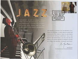 Vereinte Nationen United Nations 2014 FDC International Jazz Day Music Musique Trombonne Piano Posaune Trombón - Tarjetas – Máxima