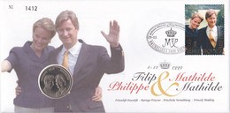 B01-372 2856 Enveloppe Numisletter Numiscover FDC Mariage Princier Philippe Mathilde 29-11-1999 Bruxelles1 1000 Brussel1 - Numisletters