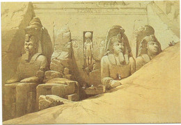 A6854 Front Elevation Of The Great Temple Of Aboo Simbel - David Roberts - Dipinto Paint Peinture / Non Viaggiata - Abu Simbel Temples