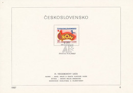Czechoslovakia / First Day Sheet (1987/06) Praha: XI. Trade Union Congress Of Czechoslovak; Painter: Vladimir Hajek - IAO