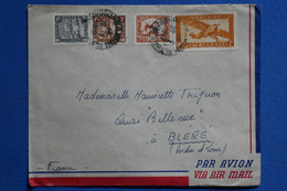 T21 INDOCHINE BELLE LETTRE 1934   POUR BLERE FRANCE   + AFFRANCHISSEMENT INTERESSANT - Briefe U. Dokumente