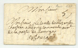 Lettre Taxee 5 Sols Paris Pour Bourges 1687 LAS Des Joncheres - ....-1700: Vorläufer