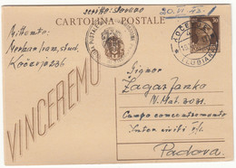 CARTOLINA POSTALE VINCEREMO ANNULLO KOČEVJE LUBIANA 1943 CENSURA POSTALE CAMPO CONCENTRAMENTO PADOVA - Duitse Bez.: Ljubljana