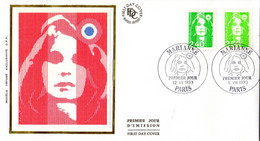 " MARIANNE DU BICENTENAIRE " Sur Enveloppe 1er Jour Sur Soie De 1993 N°YT 2820 1821 Parfait état FDC - 1989-1996 Maríanne Du Bicentenaire