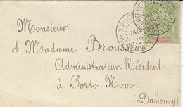 2-1-1906- Petite Enveloppe JOUR DE L'AN  Affr. 5 C Groupe Oblit. PORTO NOVO Pour Porto Novo - Lettres & Documents