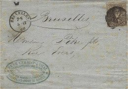 1860- Lettre De BRUXELLES Pour Bruxelles Affr.  Y & T  N°10   Oblit. N°24 ( 4 Marges ) - 1849-1865 Medaillen (Sonstige)