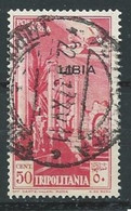 Libye Occupation Italienne Poste Aérienne YT N°4 Basilique De Leptis-Magna Surchargé Libia Oblitéré ° - Libyen