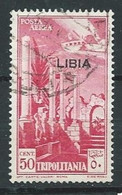 Libye Occupation Italienne Poste Aérienne YT N°4 Basilique De Leptis-Magna Surchargé Libia Oblitéré ° - Libia