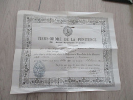 Diplôme Religion Tiers Ordre De La Pénitence De Saint François D'Assise Sanier Embrun 1900 - Religión & Esoterismo