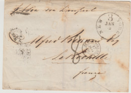 1860 NEW YORK La Rochelle Via Liverpool GB Postmaked ET. UNIS SERV.BR. A. C.  ET= United States & SERV. BR. = UK Service - …-1845 Prephilately