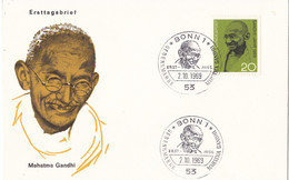 Duitsland - FDC 2-10-1969 - 100.Geburtstag Von Mahatma Ghandi  - Michel 608 - FDC: Enveloppes