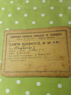 Compagnie Générale Française De Tramways Marseille Service Médical Carte Identité 1916 - Ohne Zuordnung