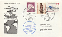 AVIATION ALLEMAGNE BELLE  LETTRE  LUFTHANSA - VOYAGE FRANFURT - RIO DE JANEIRO - Aviones