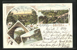 Lithographie Görlitz, Blick Durch Den Viaduct, Teilansicht Der Stadt - Goerlitz