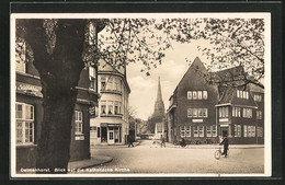 AK Delmenhorst, Strassenpartie Mit Blick Zur Katholischen Kirche - Delmenhorst