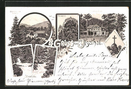 Vorläufer-Lithographie Ilsenburg A. H., 1895, Hotel Prinzess Ilse, Ilsefälle, Ilsestein - Ilsenburg