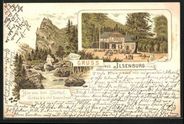 Vorläufer-Lithographie Ilsenburg A. H., 1893, Hotel-Restaurant Prinzess Ilse, Partie Im Ilsethal - Ilsenburg