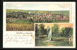 Lithographie Apolda, Partie An Der Schötener Promenade, Ortsansicht - Apolda