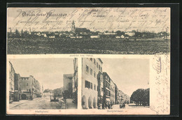 AK Mühldorf, Stadtplatz Mit Kirche, Haupstrasse Mit Gebäudezeile, Ortansicht Von Osten - Muehldorf