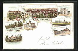 Lithographie Glauchau, Schloss Forderglauchau, Wehrdigt, Post - Glauchau