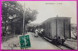 Cpa Pontrieux La Gare Halte Train De Voyageurs Carte Postale 22 Côtes D'Armor Rare - Pontrieux
