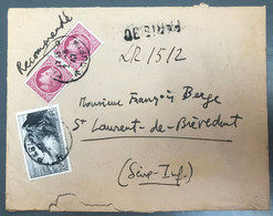 France N°676 (x2) Et 764 Sur Enveloppe Recommandée (de Fortune) De Paris 3.8.1947 - (A1309) - 1921-1960: Moderne