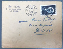 France N°864 Sur Enveloppe TAD LE HAVRE GARE 21.7.1950 Pour Paris - (A1310) - 1921-1960: Moderne