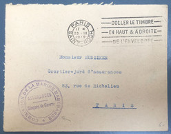 France Sur Enveloppe, Cachet COMMISSION DE LA MARINE MARCHANDE, ASSURANCES / RISQUE DE GUERRE - (A1315) - 1877-1920: Periodo Semi Moderno