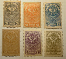 DEUTSCH OSTERREICH 1919 ... 3/6/12/15/25/60 Heller 6 Timbres Neufs - Sonstige & Ohne Zuordnung