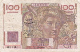 100 Francs  - Jeune  Paysan E .12 -10 -   1950   -  V. 369 - 100 F 1945-1954 ''Jeune Paysan''