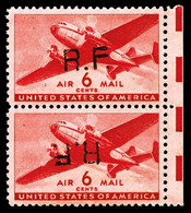 N°9 ** 6 Cents Aèrien Des Etats Unis, Casablanca Type II: Surcharge 'RF' Renversée Tenant à Normale, RARE Et SUP - Militaire Luchtpost