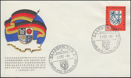 379 Eingliederung Des Saarlandes 1957 Auf Schmuck-FDC ESSt SAARBRÜCKEN 1.1.57 - Unclassified