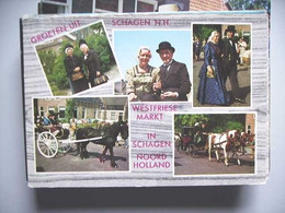 Nederland Holland Pays Bas Schagen Met Klederdracht Paarden En Wagens - Schagen