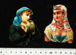 ►  Lot 2 Jeunes Femmes (France Egypte)  Decoupis époque Victorienne XIXe "Victorian Die-cuts" - Enfants