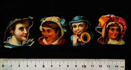 ►  Lot 4 Têtes Enfant (Child) - Decoupis époque Victorienne XIXe "Victorian Die-cuts" - Enfants