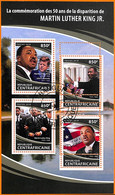 A5752 - CENTRAL AFRICAN REP - ERROR, 2018, POSTMARKED, МISPERF MINIATURE SHEET: Martin Luther King, Kennedy - Martin Luther King