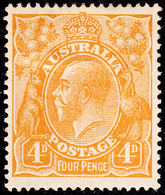 Australia 1914-24 MH Sc 31 4p George V Orange Variety - Mint Stamps