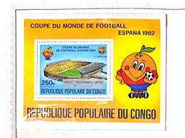 O) 1980 CONGO, WORLD SOCCER CUP 1982 SPAIN, STADIUM, MASCOT, SOUVENIR SCT C281 XF - Colecciones