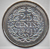 @Y@    Nederland  25 Cent   Wilhelmina 1941        (5230)   Prachtig - 2.5 Cent