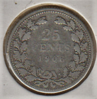 @Y@    Nederland  25 Cent   Wilhelmina 1906       (5241) - 2.5 Centavos