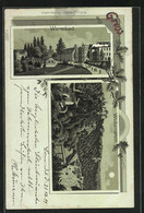 Mondschein-Lithographie Wolkenstein, Wamrbad Bei Vollmond, Gesamtansicht Mit Bahnhof, Papierrest Oben Rechts16 - Wolkenstein