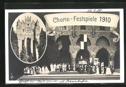 AK Chorin, Festpiele 1910, Menschen In Kostümen Vor Kirche - Chorin