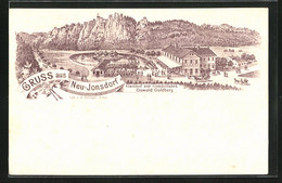 Lithographie Neu-Jonsdorf, Gasthof Zur Gondelfahrt, Inh. Oswald Goldberg - Jonsdorf