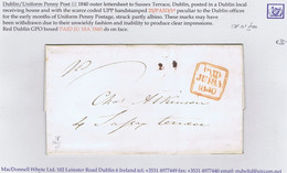 Ireland Dublin Uniform Penny Post Handstamp 25/PAID/1d In Red On Local Cover To Sussex Terrace, Partly Inked Strike - Prephilately