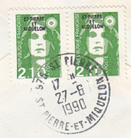 ST-PIERRE ET MIQUELON -  - Yvert No. 517 (paire) - 27 Juin 1990 - Lettre De France - Lettres & Documents