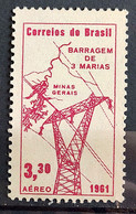 A 103 Brazil Stamp Air Dam Tres Marias Energy Electrical Map 1961 1 - Other & Unclassified