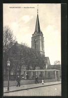 AK Neumünster, Blick Auf Die Anschar-Kirche Mit Hüpfenden Kind - Neumünster