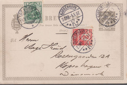 1907. DANMARK. BREVKORT Reply- Svar 3 ØRE. Reply Half Card From GRABEN 4.5.07, Insuff... () - JF420182 - Cartas & Documentos